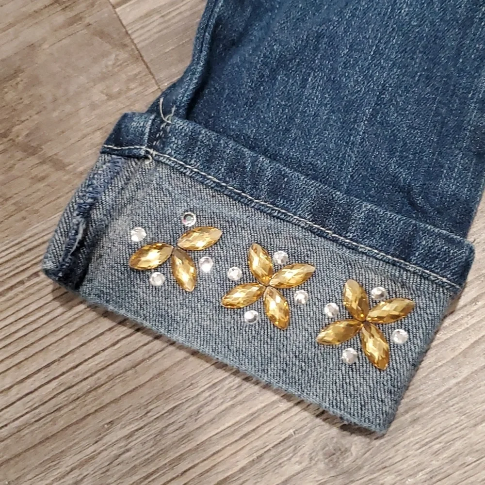 Gymnoree Cuffed Jeans with Rhinestone Size 4